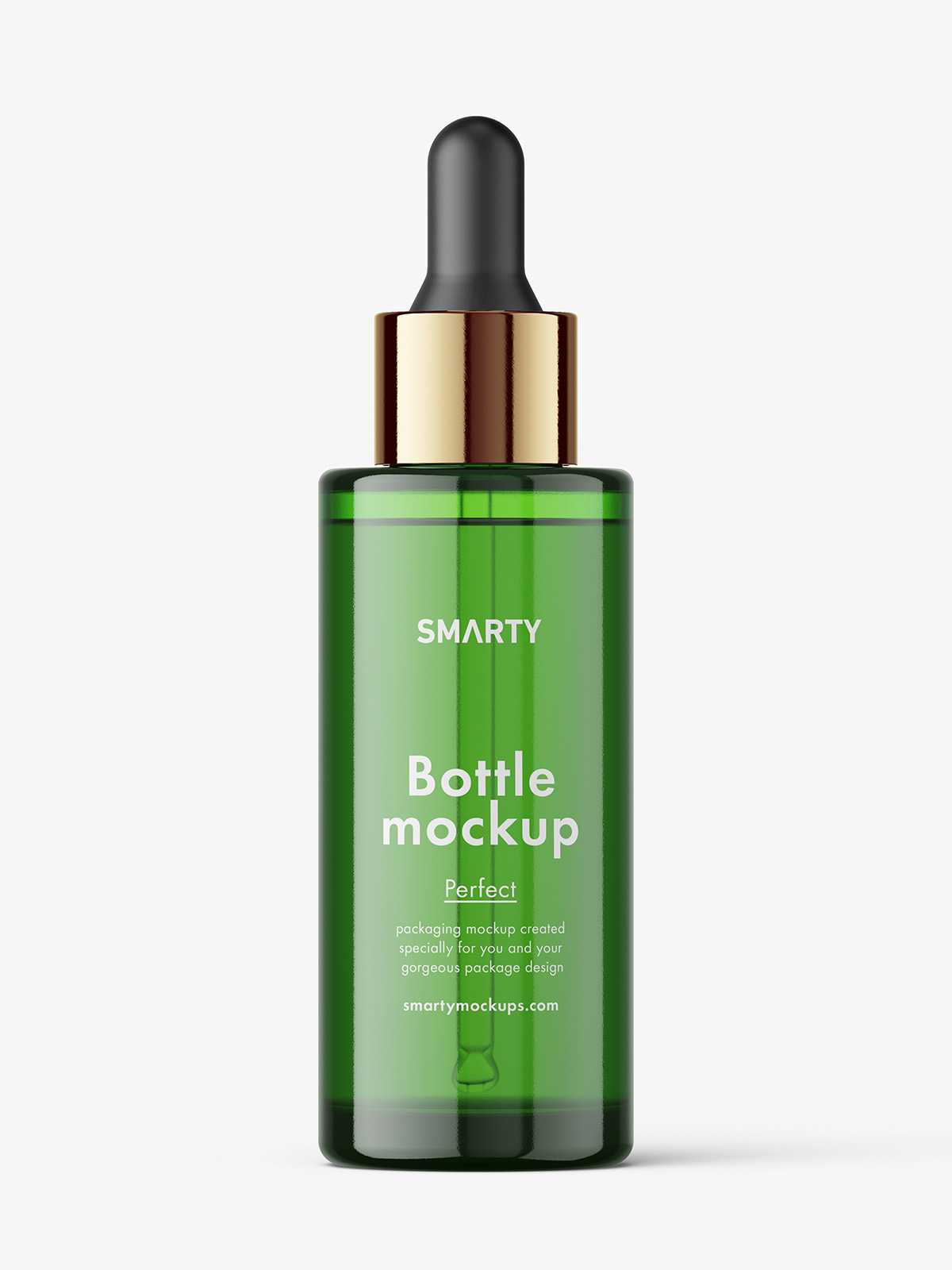 Green dropper bottle mockup
