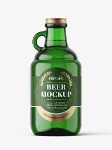 Green farmhouse growler bottle mockup