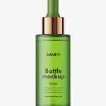 Green frosted dropper bottle mockup