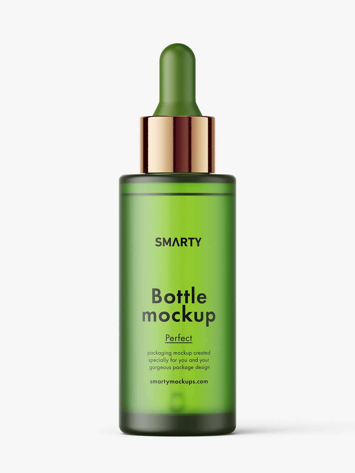 Green frosted dropper bottle mockup