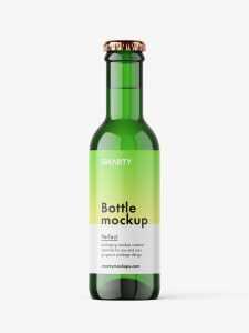 Green glass bottle mockup