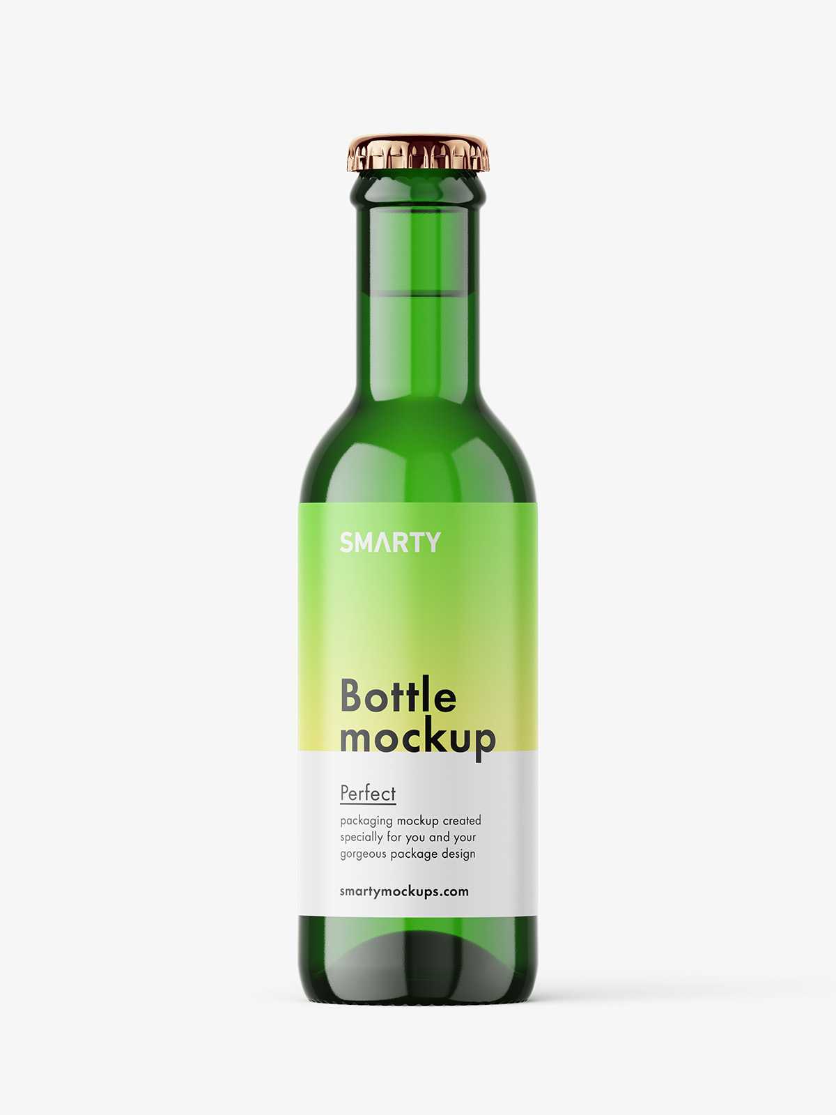 Green glass bottle mockup
