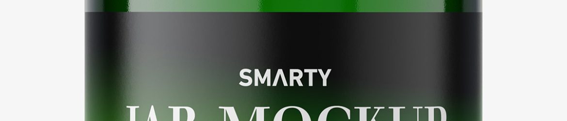 Green glass jar mockup