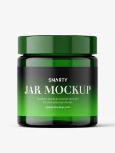 Green glass jar mockup
