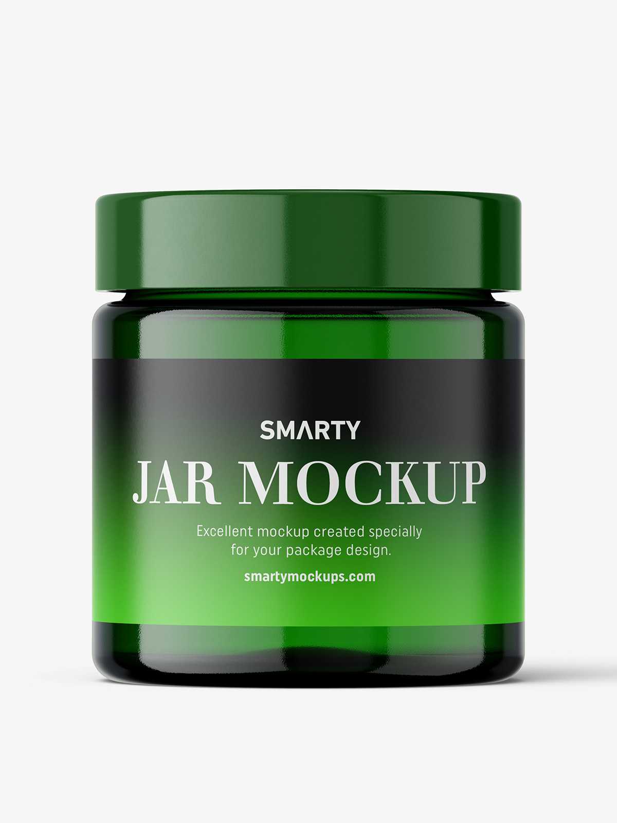 Green glass jar mockup