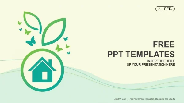 Green House on the plants and butterflies PowerPoint Templates