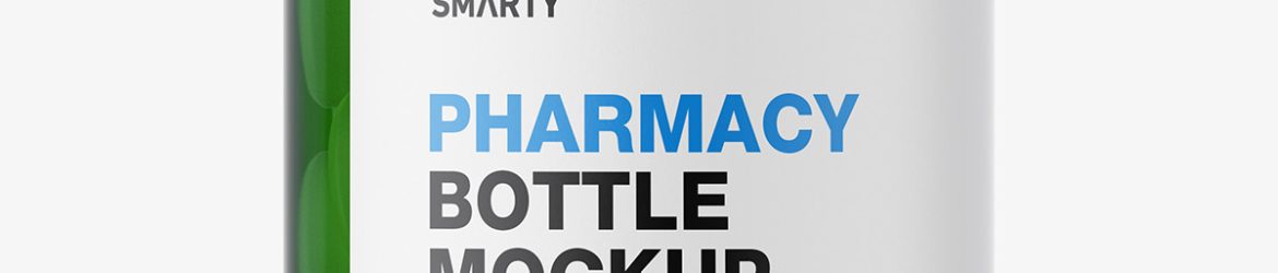 Green jar with tablets mockup