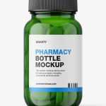 Green jar with tablets mockup