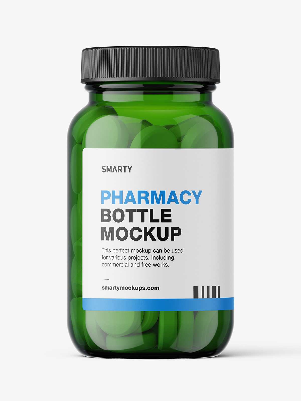 Green jar with tablets mockup