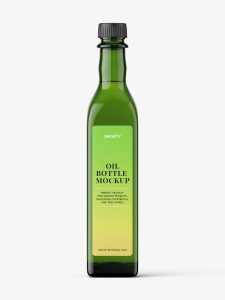 Green oil bottle mockup
