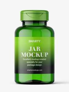 Green plastic jar mockup
