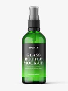 Green pump bottle mockup / 100 ml