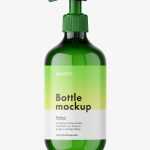 Green pump bottle mockup