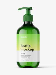 Green pump bottle mockup