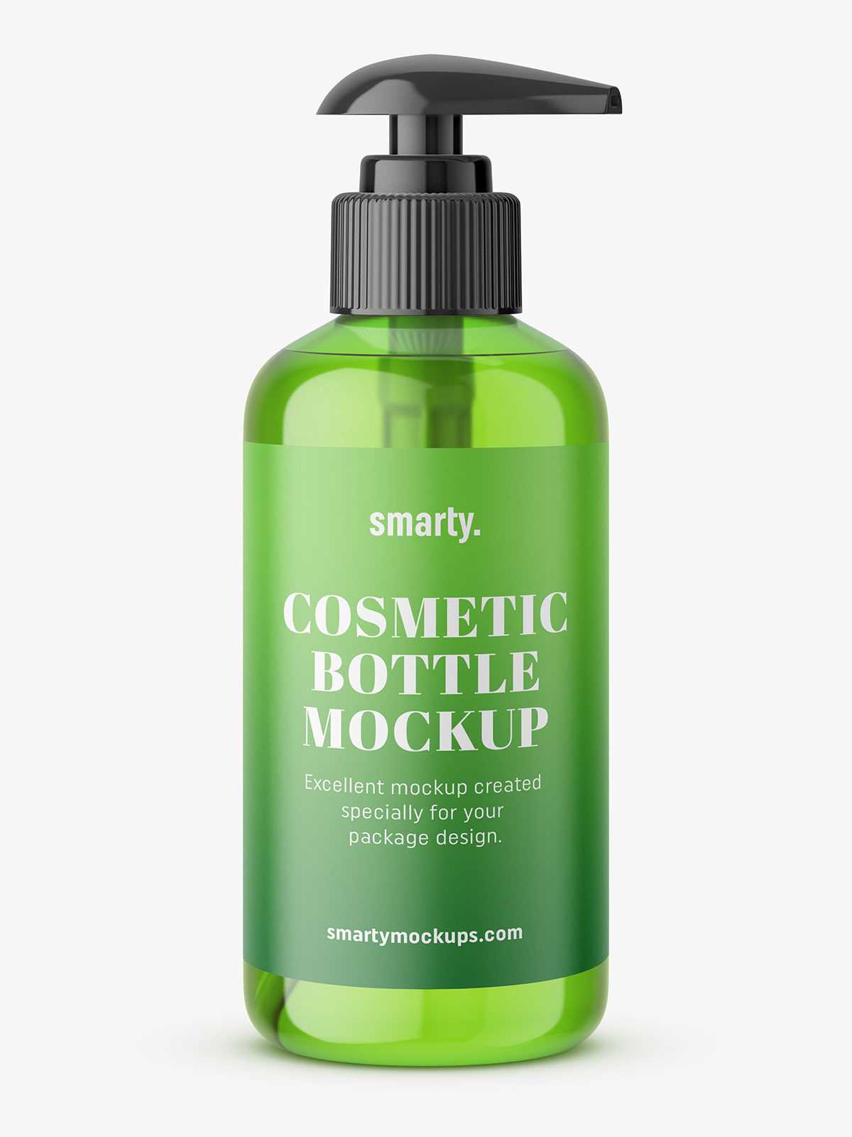 Green soap bottle with pump mockup