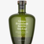 Green spirits bottle mockup
