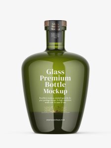 Green spirits bottle mockup