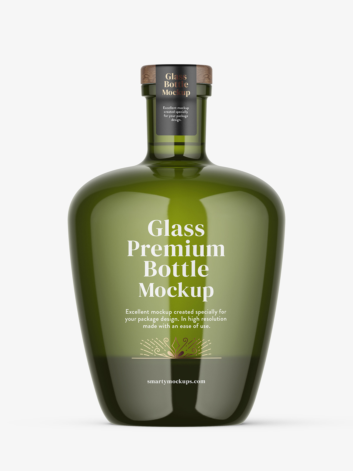 Green spirits bottle mockup