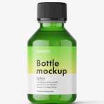 Green syrup bottle mockup