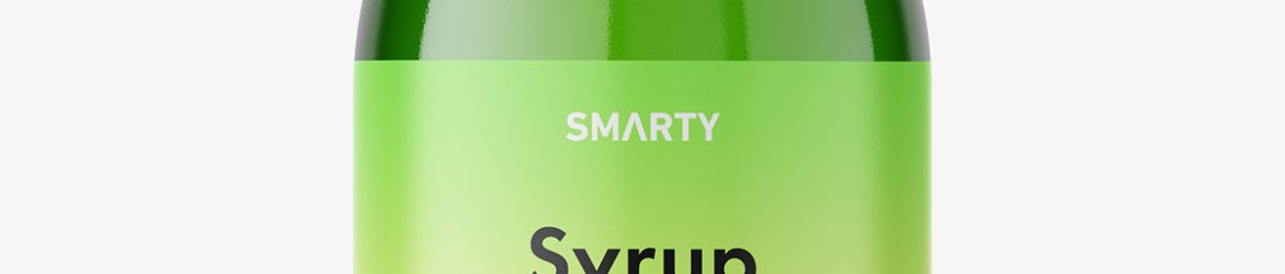 Green syrup bottle mockup / 300 ml