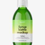 Green syrup bottle mockup / 300 ml