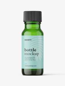 Green vial bottle mockup