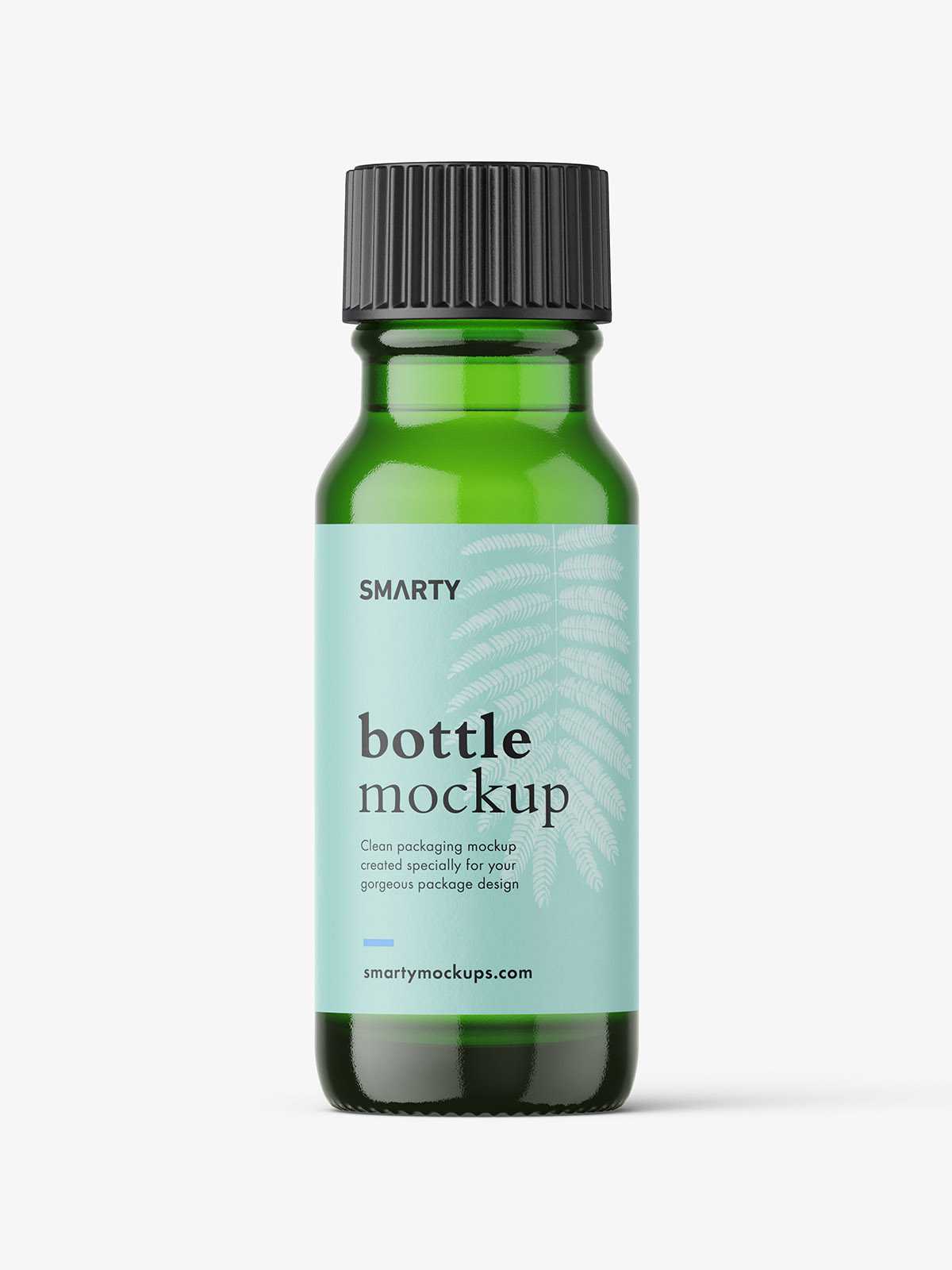 Green vial bottle mockup