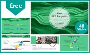 Green Waveform Essence PowerPoint Templates