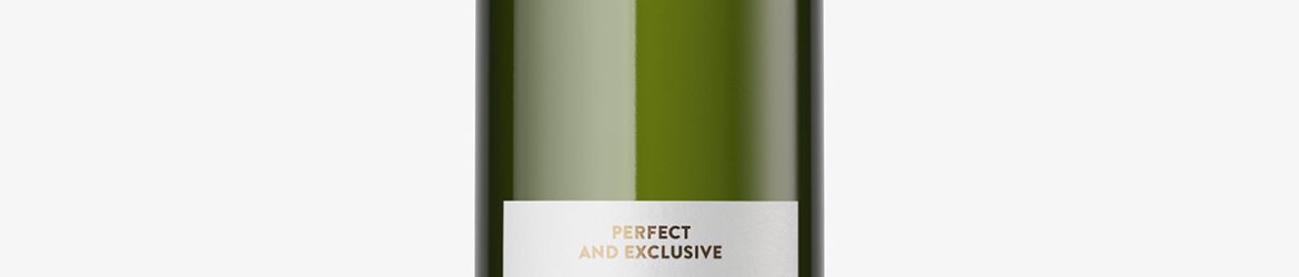 Green wine bottle mockup