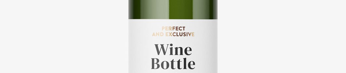 Green wine bottle mockup