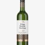 Green wine bottle mockup
