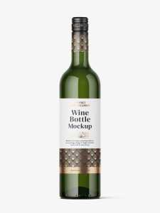 Green wine bottle mockup