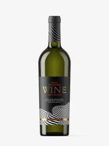 Green wine bottle mockup