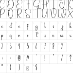 Mapa de caracteres da fonte Greeting Font