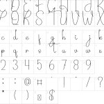 Mapa de caracteres da fonte Greeting Signature Font