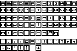 Mapa de caracteres da fonte GridEx Gallery Font