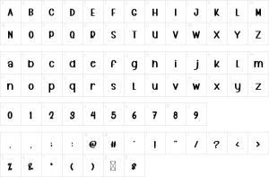 Mapa de caracteres da fonte Grinch Screen Font