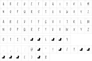 Mapa de caracteres da fonte Gritstomper Font