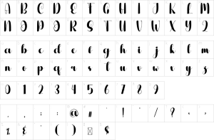 Mapa de caracteres da fonte Groom Font