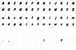 Mapa de caracteres da fonte Groovilux Font