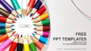 Group of colored pencils PowerPoint Templates
