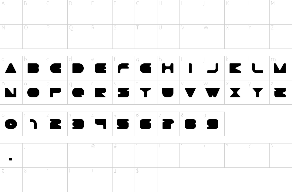 Mapa de caracteres da fonte Gtek Minimal Font - 1001 Free Fonts