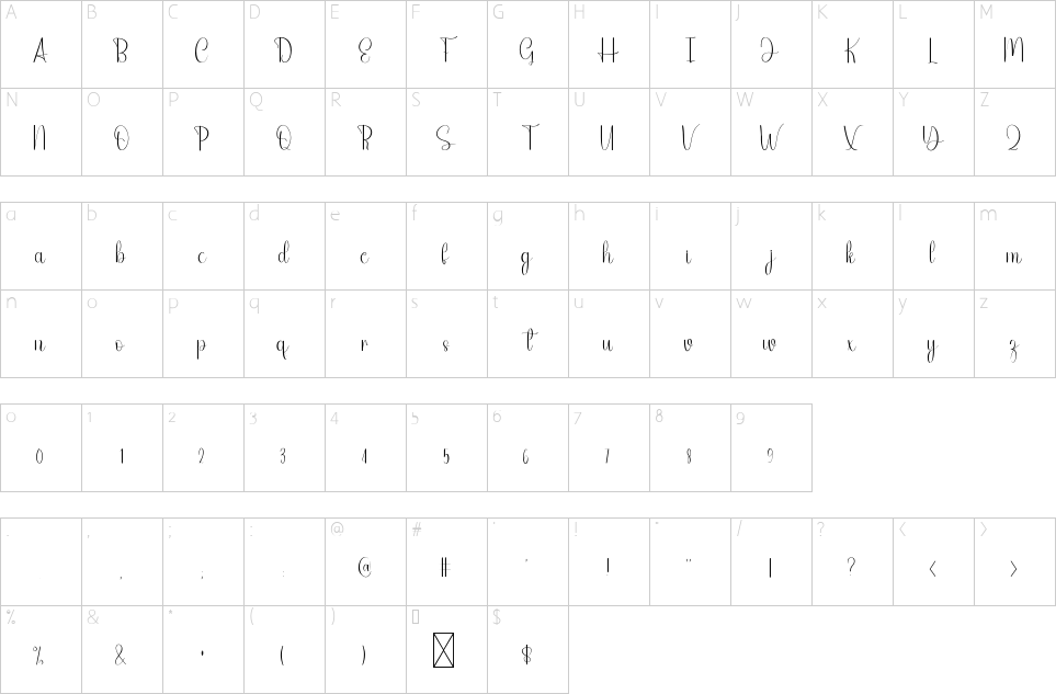 Mapa de caracteres da fonte Guitar Font