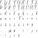 Mapa de caracteres da fonte Guitar Melody Font
