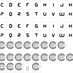 Mapa de caracteres da fonte Gunrace Font