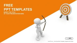 Guy hitting the target with his bow and arrow PowerPoint Templates