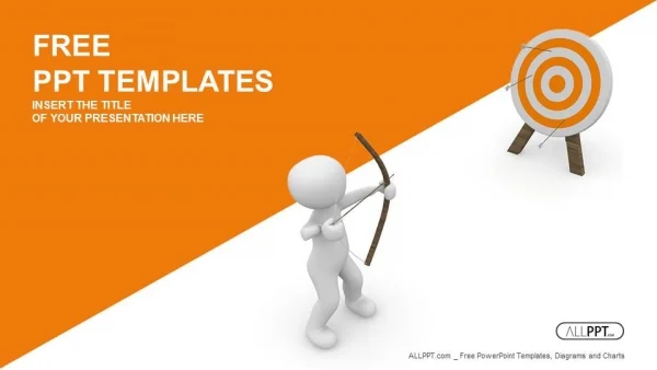 Guy hitting the target with his bow and arrow PowerPoint Templates