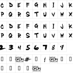 Mapa de caracteres da fonte Gwizsk Font