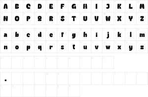 Mapa de caracteres da fonte Gyoza Font