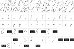 Mapa de caracteres da fonte Hamburg Signature Font